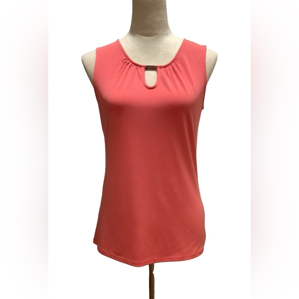 New York & Company Coral Keyhole Sleeveless Top Blouse Size S